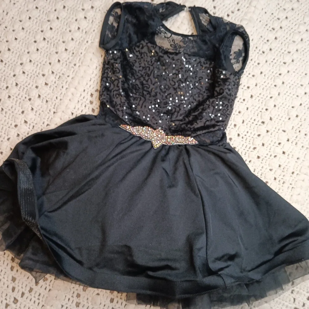 Weissman Dance Costume IC Black Rhinestone Leotard Recital Competition Sequin